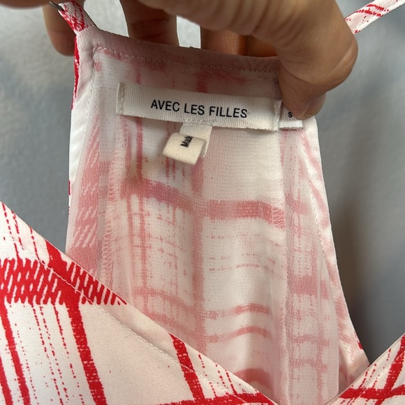 Avec Les Filles Dress Women Plaid  Windowpane Grid Check Mini White Red size S - Picture 6 of 13